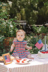 Twirl Bodysuit Dress in Patriotic Gingham