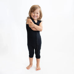 Zippered Sleeveless Romper in Midnight