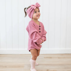 Chunky Knit Romper in Apple Blossom