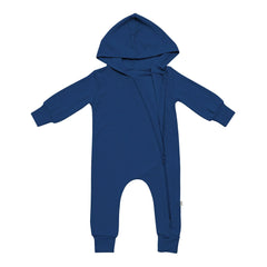 Bamboo Jersey Hooded Zippered Romper in Tahoe