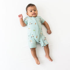 Zippered Shortall Romper in Golf