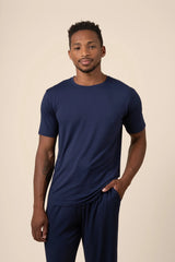 Men's Short Sleeve & Pant PJ Set in Navy