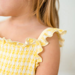 Smocked Dress in Gingham Chamomile