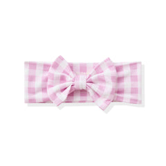 Bow Headband in Gingham Thistle