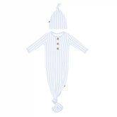 Knotted Gown with Hat Set in Small Mist Stripe
