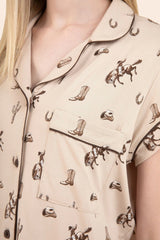 Women's Short Sleeve Pajama Set in Classic Cowboy