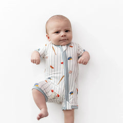 Zipper Shortall Romper in Home Run