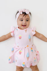 Twirl Bodysuit Dress in Sakura Ice Cream