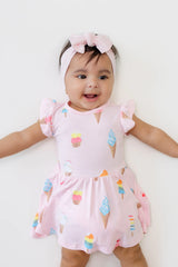 Twirl Bodysuit Dress in Sakura Ice Cream
