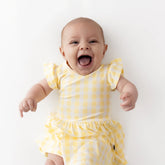 Twirl Bodysuit Dress in Gingham Chamomile