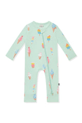 Zippered Romper in Mint Ice Cream