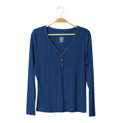 Women's Long Sleeve Henley Tee in Tahoe
