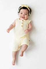 Ribbed Sleeveless Shortall in Chamomile