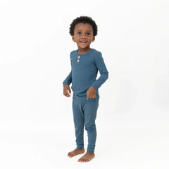 Ribbed Henley Set in Atlantic