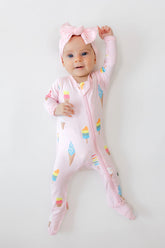 Zippered Footie in Sakura Ice Cream
