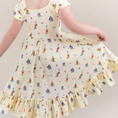 Puff Sleeve Twirl Dress in Winnie the Pooh Celebration
