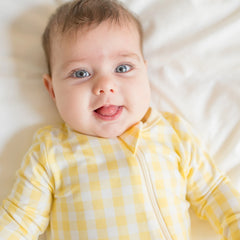 Zippered Footie in Gingham Chamomile