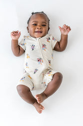 Zipper Shortall Romper in Mickey Mouse and Friends