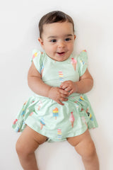 Twirl Bodysuit Dress in Mint Ice Cream