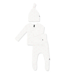 Pointelle Take Me Home Set with Cap in Sweet Pink Bow
