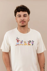 Men's Crew Neck Tee in Mickey and Friends on Ecru