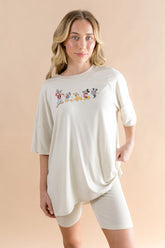 Women’s Biker Short Set in Mickey and Friends on Ecru