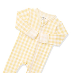 Zippered Footie in Gingham Chamomile