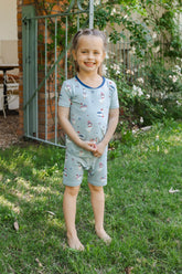 Short Sleeve Pajamas in Patriotic Goose
