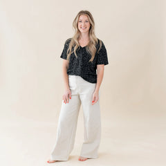 Women's Relaxed Fit V-Neck in Midnight Leopard