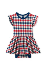 Twirl Bodysuit Dress in Patriotic Gingham