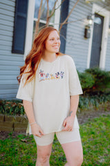 Women’s Biker Short Set in Mickey and Friends on Ecru