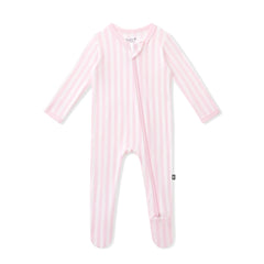 Zippered Footie in Small Sakura Stripe