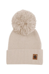 Chunky Knit Pom Beanie in Almond