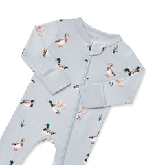 Zippered Romper in Mallard Duck