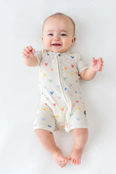 Zipper Shortall Romper in Pastel Mickey Mouse