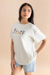 Women's Graphic Tee in Mickey and Friends on Ecru