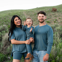 Men's Long Sleeve Henley Top in Atlantic
