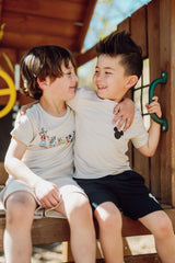 Toddler Crew Neck Tee in Mickey Mouse on Ecru