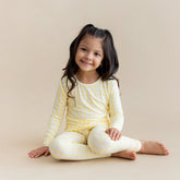 Long Sleeve Pajamas in Gingham Chamomile