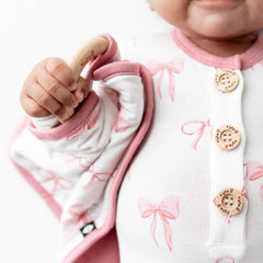 Lovey in Bow with Removable Wooden Teething Ring