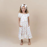 Puff Sleeve Twirl Dress in Tulip