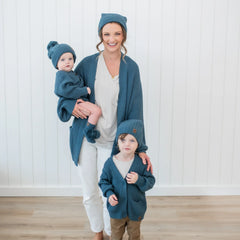 Chunky Knit Adult Pom Beanie in Atlantic