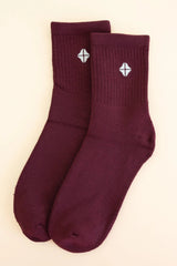 Adult Crew Socks in Burgundy
