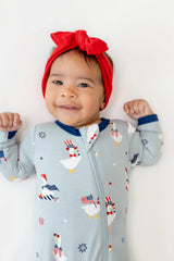 Zippered Footie in Patriotic Goose