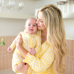 Zippered Romper in Gingham Chamomile