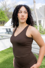 Bamboo Flex Bra Tank in Espresso