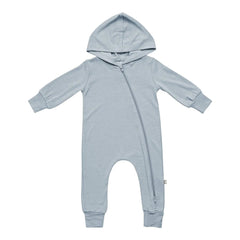Bamboo Jersey Hooded Zippered Romper in Fog