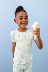 Short Sleeve Pajamas in Mint Ice Cream