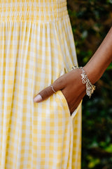 Women’s Smocked Dress in Gingham Chamomile