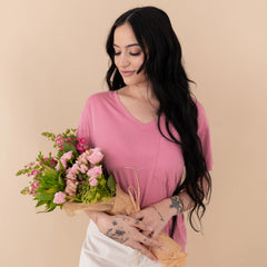 Women’s Relaxed Fit V-Neck in Apple Blossom